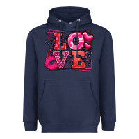 Navy Love Valentine's Day leopard frame Heavyweight Hoodie - LillyAllenDesigns