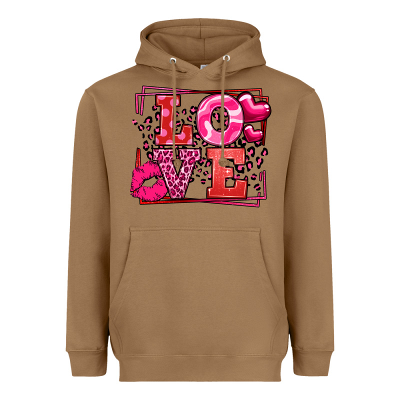 Love Valentine's Day Leopard Frame Heavyweight Hoodie by LillyAllenDesigns | Teevron