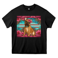 Black french bulldog floral Heavy Core Tee - Artiststas