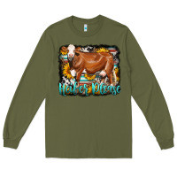 Army Green Western Heifer Please Simmental Cow Long Sleeve Tee - LillyAllenDesigns