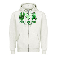 Oatmeal Heather Peace love cure Liver Cancer Zipper Hoodie - NancyCooperArtShop