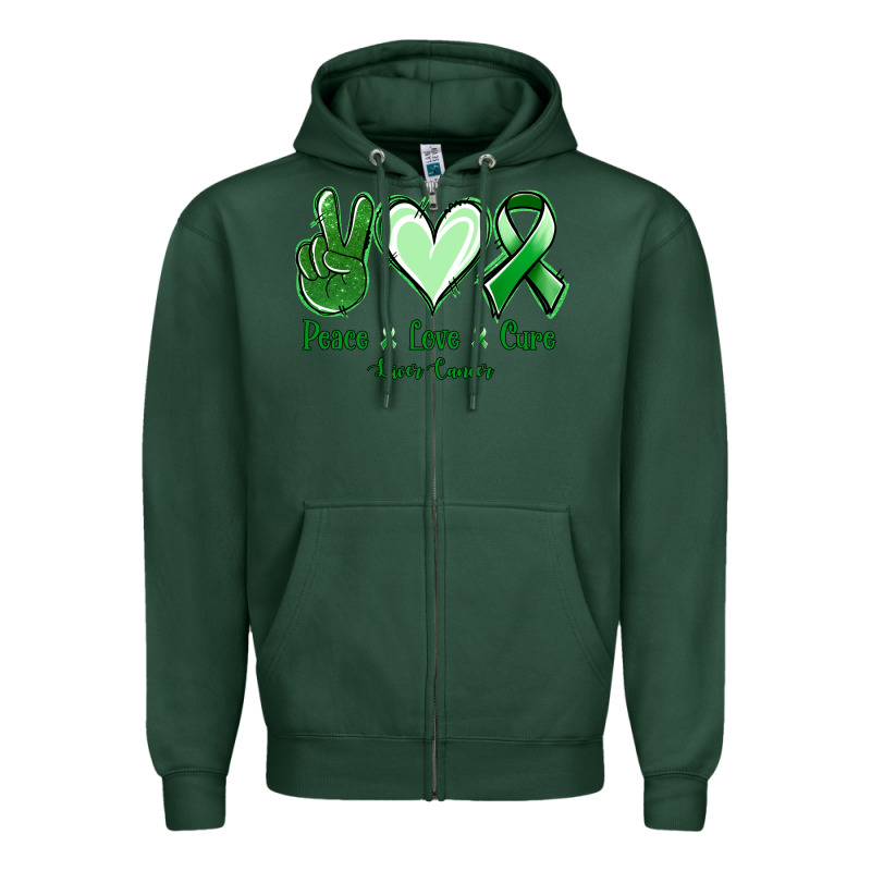 Peace Love Cure Liver Cancer Zipper Hoodie by NancyCooperArtShop | Teevron
