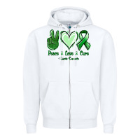 White Peace love cure Liver Cancer Zipper Hoodie - NancyCooperArtShop