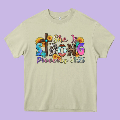 She Is Strong Proverbs 31 25 Heavy Core Tee Designed By Zillion Design Studio