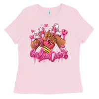 Bubblegum Pink galentines afro girl sneakers Ladies Tee - RanaPortraitStore