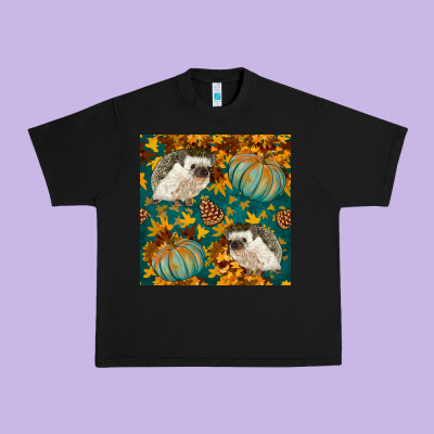 Hedgehog And Pumpkins Seamless Pattern Urban Heavy Tee Designed By Bundleandbundleshop