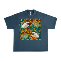 Midnight Navy hedgehog and pumpkins seamless pattern Urban Heavy Tee - BundleAndBundleShop