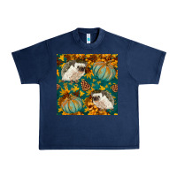 Navy hedgehog and pumpkins seamless pattern Urban Heavy Tee - BundleAndBundleShop