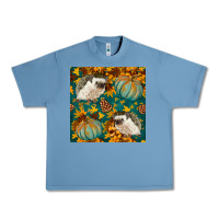 Pebble Blue hedgehog and pumpkins seamless pattern Urban Heavy Tee - BundleAndBundleShop