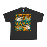 Pigment Black hedgehog and pumpkins seamless pattern Urban Heavy Tee - BundleAndBundleShop