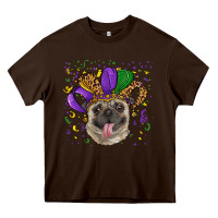 Chocolate Brown Mardi gras hat pug Heavy Core Tee - RanaPortraitStore