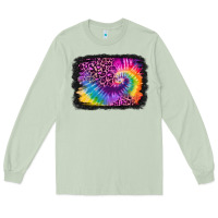 Matcha tie dye leopard glitter background Long Sleeve Tee - Jasminsmagicworld