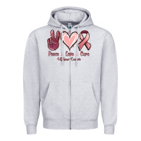 Heather Grey Peace love cure Uterine Cancer Zipper Hoodie - NancyCooperArtShop
