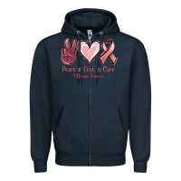 Navy Peace love cure Uterine Cancer Zipper Hoodie - NancyCooperArtShop