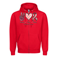 Red Peace love cure Uterine Cancer Zipper Hoodie - NancyCooperArtShop