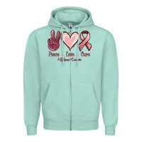 Seafoam Peace love cure Uterine Cancer Zipper Hoodie - NancyCooperArtShop