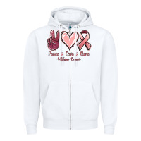 White Peace love cure Uterine Cancer Zipper Hoodie - NancyCooperArtShop