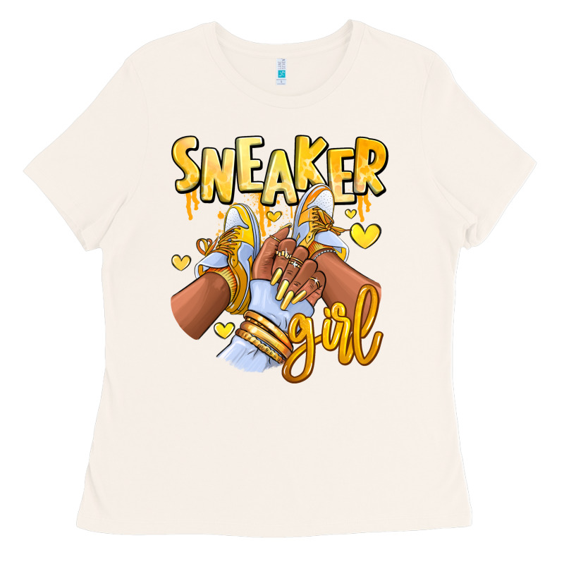 Yellow Sneaker Girl Afro Woman Ladies Tee by RanaPortraitStore | Teevron