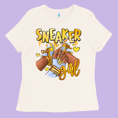Ladies Tee yellow sneaker girl afro woman