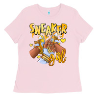 Bubblegum Pink yellow sneaker girl afro woman Ladies Tee - RanaPortraitStore