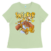 Matcha yellow sneaker girl afro woman Ladies Tee - RanaPortraitStore