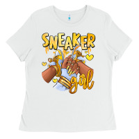 White yellow sneaker girl afro woman Ladies Tee - RanaPortraitStore