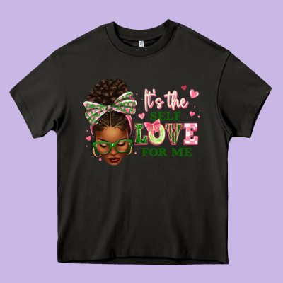 Sorority Colors It's The Self Love For Me Afro Wom Heavy Core Tee Designed By Texasbilliewilder
