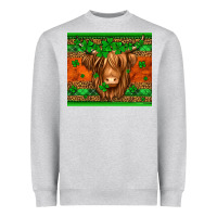 Heather Grey st patricks day long haired cow Heavyweight Sweatshirt - Jasminsmagicworld
