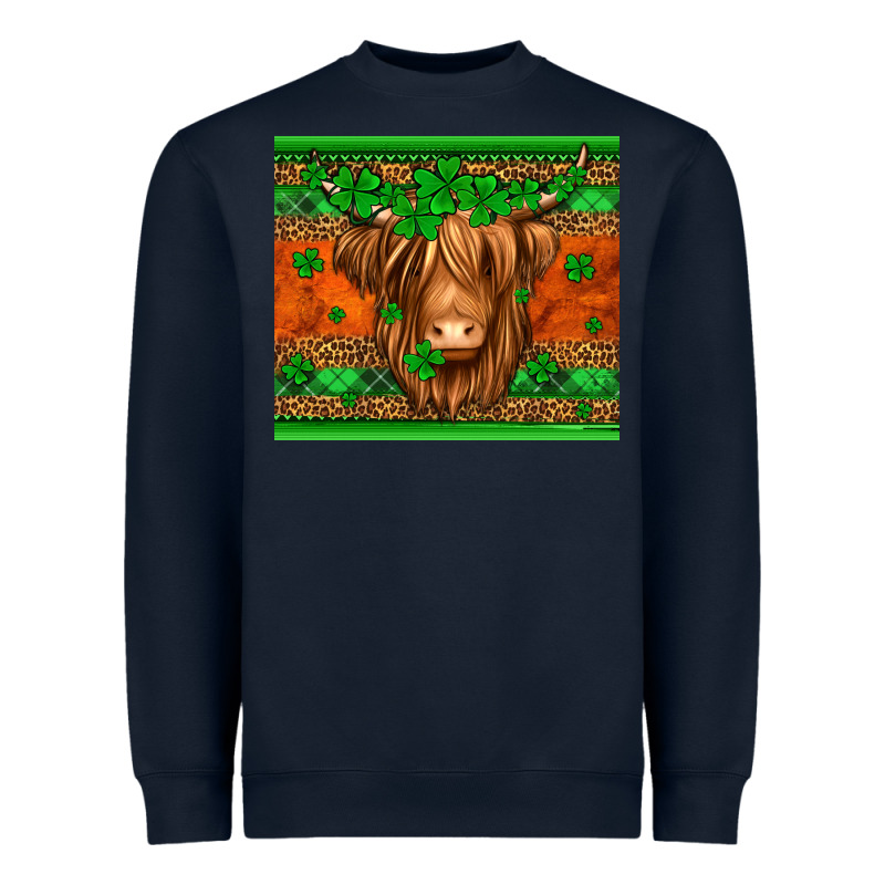 St Patricks Day Long Haired Cow Heavyweight Sweatshirt by Jasminsmagicworld | Teevron
