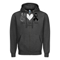 Charcoal Heather Peace love cure Melanoma Cancer Zipper Hoodie - NancyCooperArtShop