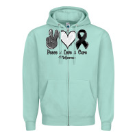 Peace Love Cure Melanoma Cancer Zipper Hoodie | Teevron