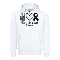 White Peace love cure Melanoma Cancer Zipper Hoodie - NancyCooperArtShop