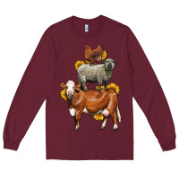 Burgundy farm animals stack Long Sleeve Tee - LillyAllenDesigns