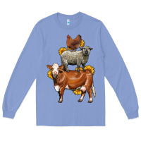 Colony Blue farm animals stack Long Sleeve Tee - LillyAllenDesigns