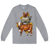 Heather Grey farm animals stack Long Sleeve Tee - LillyAllenDesigns