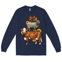 Navy farm animals stack Long Sleeve Tee - LillyAllenDesigns