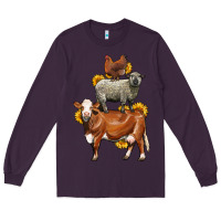 Plum farm animals stack Long Sleeve Tee - LillyAllenDesigns