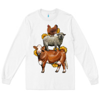White farm animals stack Long Sleeve Tee - LillyAllenDesigns