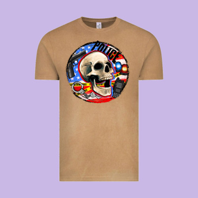 Police Skull And Police Equipment Vintage Tee Designed By Adodesignshop