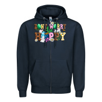 Navy Don't worry be hoppy Zipper Hoodie - NancyCooperArtShop
