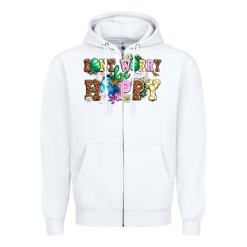 Don't Worry Be Hoppy Zipper Hoodie by NancyCooperArtShop | Teevron