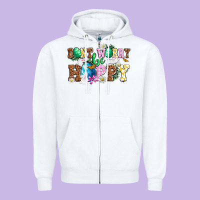 Don't Worry Be Hoppy Zipper Hoodie Designed By Nancycooperartshop