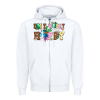 White Don't worry be hoppy Zipper Hoodie - NancyCooperArtShop