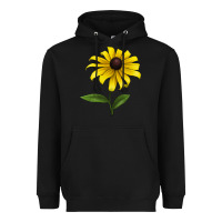 Black Black Eyed Susan Flower Heavyweight Hoodie - LillyAllenDesigns