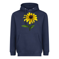 Navy Black Eyed Susan Flower Heavyweight Hoodie - LillyAllenDesigns
