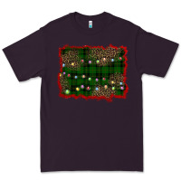 Plum christmas green plaid background Premium Tee - BarkalooDesign