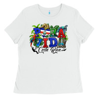 White pura vida costa rica rana Ladies Tee - RanaPortraitStore