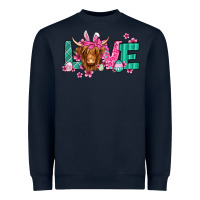Navy love easter floral longhaired cow Heavyweight Sweatshirt - Jasminsmagicworld