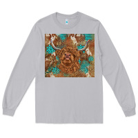 Moon Dust highland cow turquoise gemstones western patterns Long Sleeve Tee - BarkalooDesign