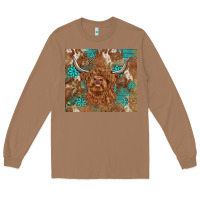 Toasted Coconut highland cow turquoise gemstones western patterns Long Sleeve Tee - BarkalooDesign